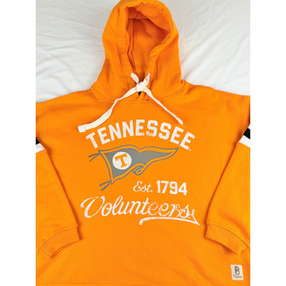 Tennessee Volunteers Women Pressbox Hoodie Small Orange NCAA Raw Hem Sweatshirt